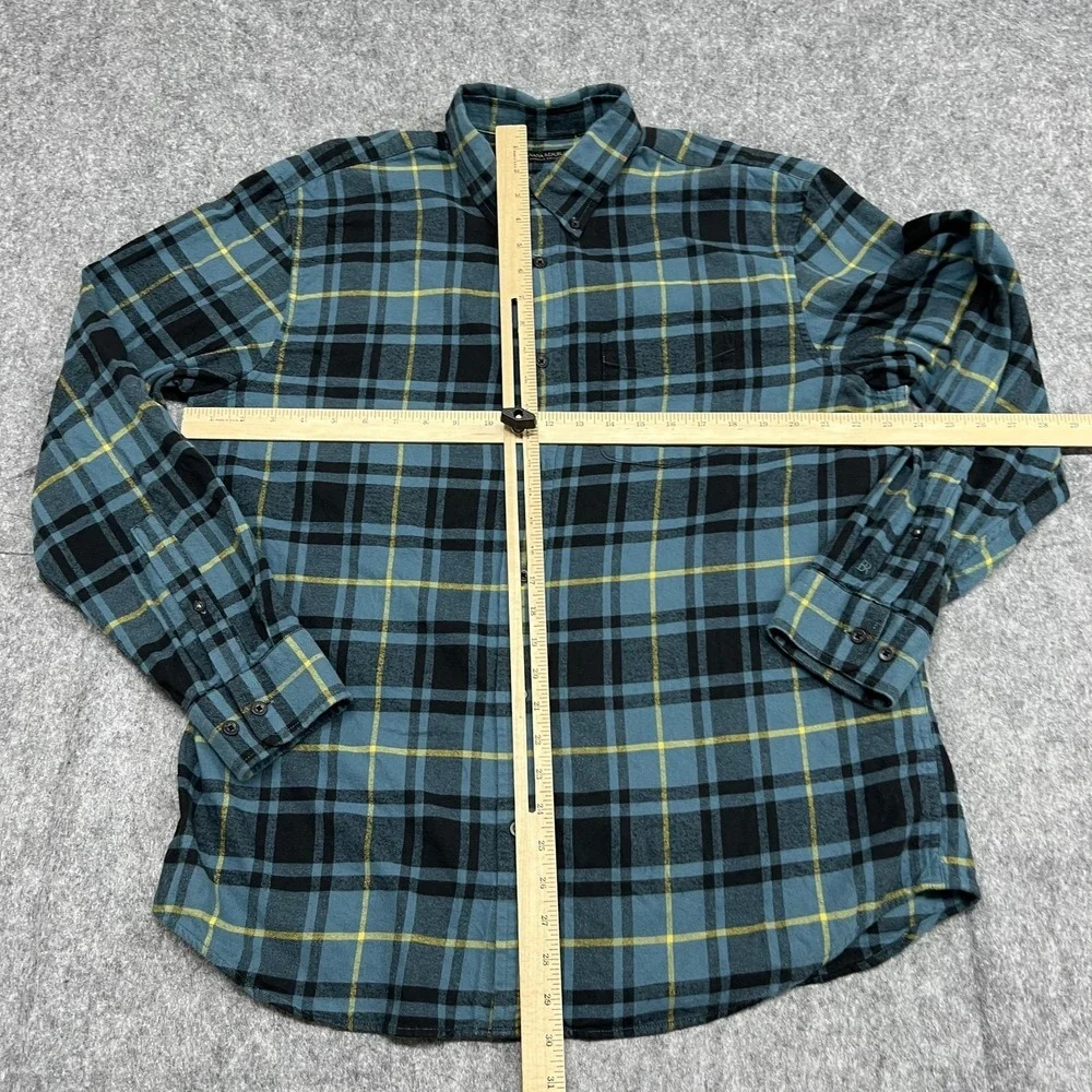 Banana Republic Shirt Mens L Blue Plaid Flannel Long Sleeve Button Casual Fall